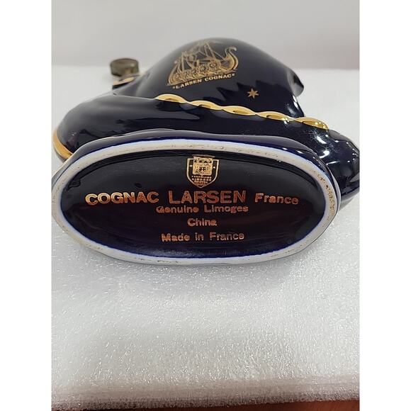 Liquor Bottle Larsen Ship Cognac LIMOGES Porcelain, Hand Decorated 24 K GOLD - Picture 8 of 13